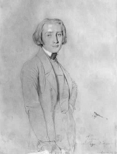 Franz Liszt, Rome, 29th May 1839 by Jean Auguste Dominique Ingres